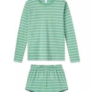 LAKE Pima Crew Long-Short Set in Meadow Stripe